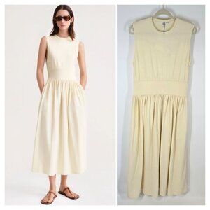 Toteme Sleeveless Cotton Tee Dress in Vanilla Midi Organic Cotton Size Large NEW